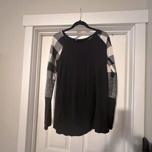 ACTING PRO 95 nylon 5 spandex long sleeve with black white plaid @d